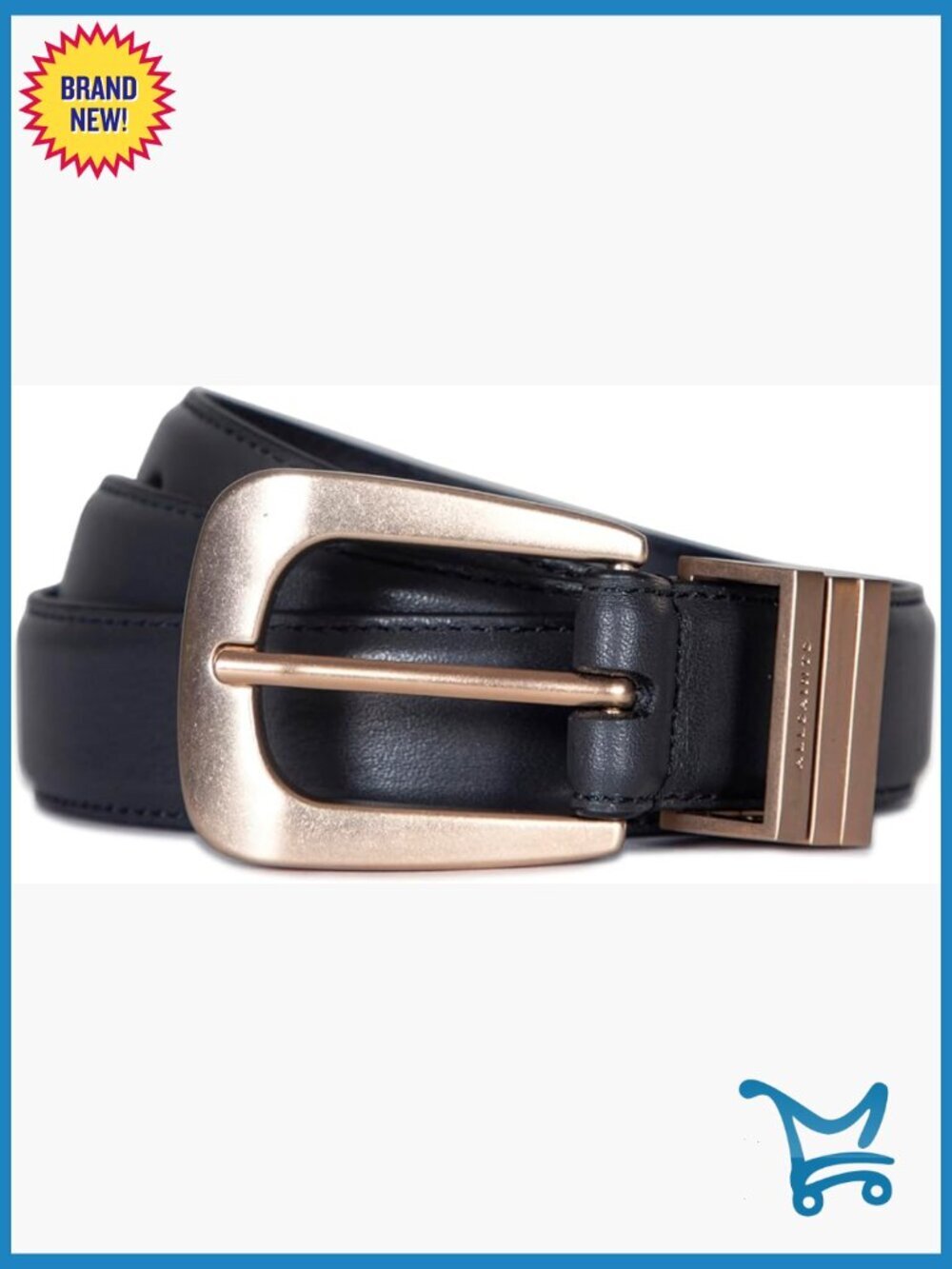 Leather Belt with Western Buckle & Triple Metal Keepers